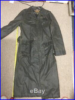 Full Length Harley Davidson Motorcycles Trench Coat Duster Distressed 2003 Sz M