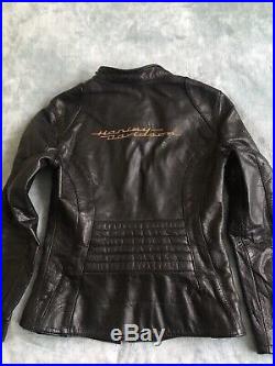 Genuine Harley Davidson Ladies Belted Hip Length Leather Jacket Size L