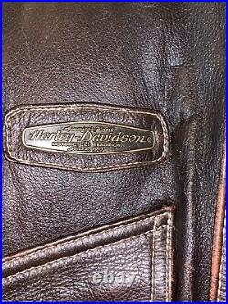 Genuine Harley Davidson Leather Bomber Jacket Mens Size M Chest 25 Length 25