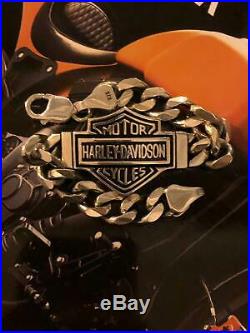 Harley Davidson 925 Silver Cuban Chain Bracelet for Harley Bikers 8' Length Size