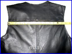 Harley Davidson Black Leather Long Vest Women's L Tall Long Length Snap Up 36-38