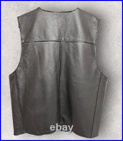 Harley Davidson Black Leather Vest Size L Made In USA 22 Wide 26 Length