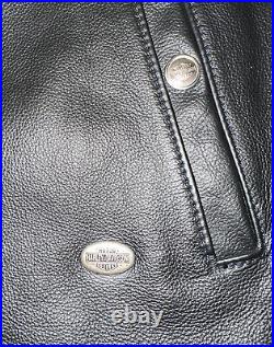 Harley Davidson Black Leather Vest Size L Made In USA 22 Wide 26 Length