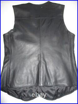 Harley Davidson Black Leather Vest Women's L Tall Long Length Logo Snap Up 36-38