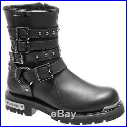 Harley Davidson Eddington Black Womens Leather Calf-length Zip-up Biker Boots