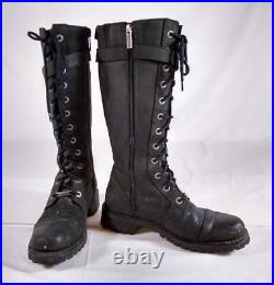 Harley Davidson Knee Length Black Leather Boots Side Zips UK size 7.5 EU 41