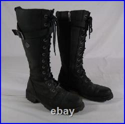 Harley Davidson Knee Length Black Leather Boots Side Zips UK size 7.5 EU 41