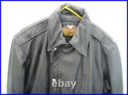 Harley Davidson Large Vintage Heavy Leather Jacket Longer Length Belted