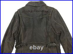 Harley Davidson Leather 3/4 Length Motorcycle Biker Coat Jacket Women's 1W