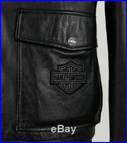Harley Davidson Leather Jacket 3/4 Length Coat Embossed SPIRIT 97022-02VM MEDIUM