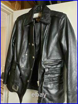 Harley Davidson WOMENS LARGE Vintage Heavy Leather Jacket Longer Length Belted