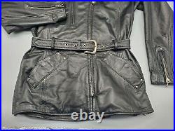 Harley Davidson Women's Hip Length Black Leather Jacket Waist Strap Size Small