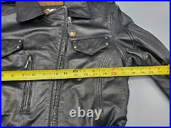 Harley Davidson Women's Hip Length Black Leather Jacket Waist Strap Size Small