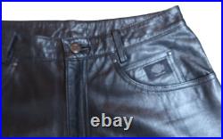 Harley Davidson Women's Leather Pants Size 38/10 W Cut to Length 33 Biker