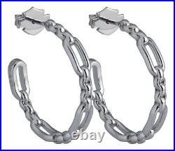 Harley-Davidson Women's Link & Length Chain Hoop Earrings Sterling Silver