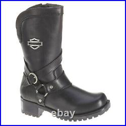 Harley Davidson Womens Boots Amber Casual Calf Length Zip-Up Buckle Leather