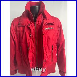 Harley-Davidson Womens Moto Jacket Red Waist Length Zip Up Pockets Embroidered M