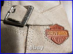 Harley Davidson XR750 Knee Length Tan Suede Boots Side Zip UK size 3 EU size 36
