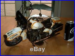 Metal Construction Police Harley Davidson Motorcycle Statue, 15.5 Length