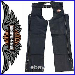 New Harley Davidson Men's Sz Large Leather Riding Chaps #98090-06VM Full Length