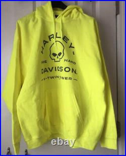 New Mens Harley Davison Hooded Size XL Yellow Length 31 Inches Shoulder 26 Inche