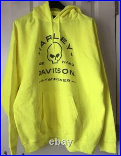 New Mens Harley Davison Hooded Size XL Yellow Length 31 Inches Shoulder 26 Inche