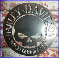 Premium Harley Willie G Custom Metal Sign Rustic Harley Davidson Garage Wall Art