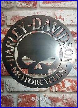Premium Harley Willie G Custom Metal Sign Rustic Harley Davidson Garage Wall Art