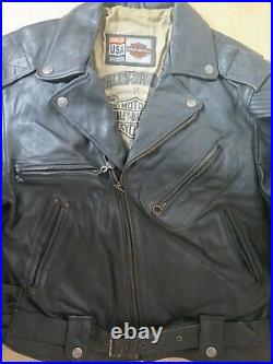 Vintage Genuine 1980's Harley Davidson Leather Biker Jacket S 36-38 Euro 46-48
