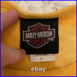 Vintage Harley Davidson 3/4 length sleeve yellow tie dye shirt