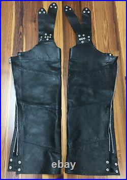 Vintage Harley Davidson Leather Chaps withFull Length Zipper, Size M