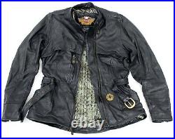 Women's Harley Davidson Black Leather Mid Length Motorcycle Biker Jacket Size L